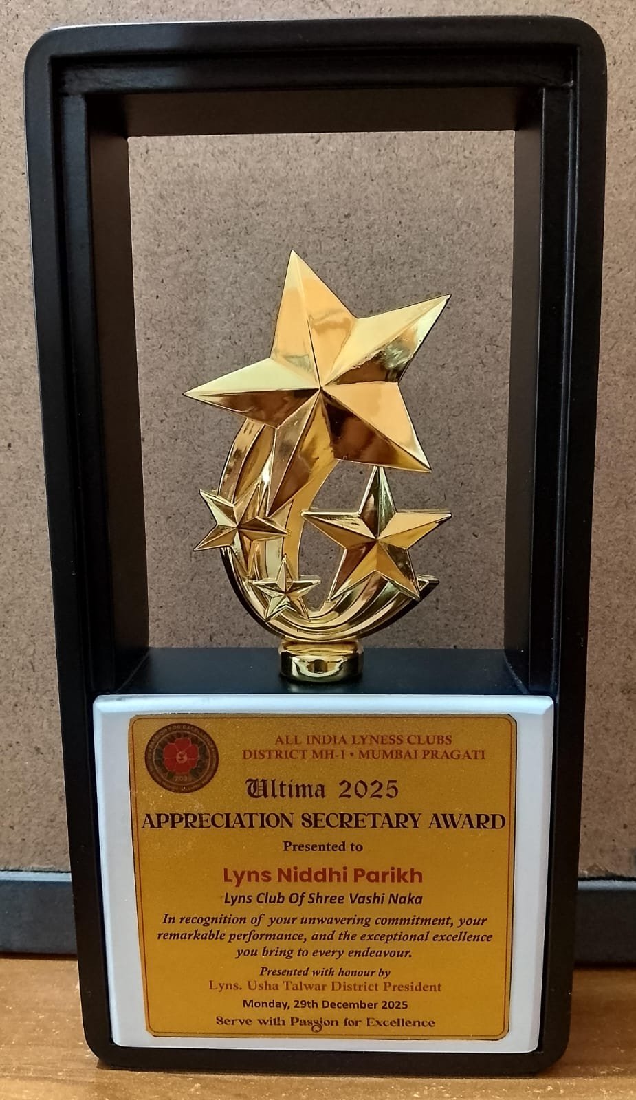 Ultima-2025 award trophy